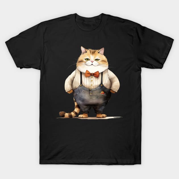 Whimsical Cute Cat wearing  a bow tie T-Shirt by 1AlmightySprout